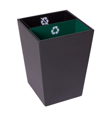  Faux Leather Square Waste Bin with 2 separators